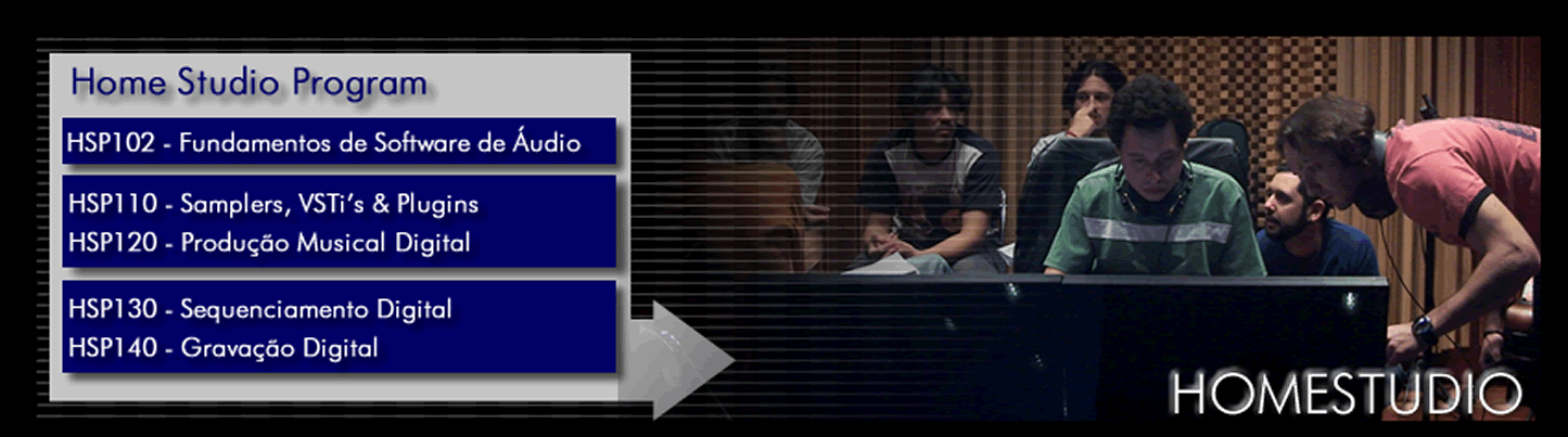 Apresentação Cursos de Áudio & Acústica O Home Studio Program (Programa de Home Studio) prepara o aluno para dominar as mesmas ferramentas, softwares e técnicas empregadas por profissionais de