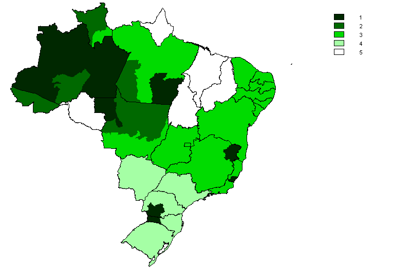 Prevalência de Marcadores do VHB por UF, Brasil.