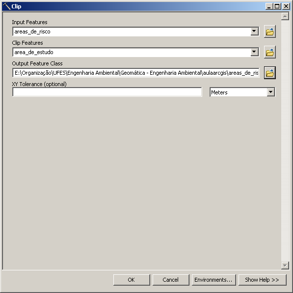 Geoprocessamento Gerar um arquivo de feições Menu Geoprocessing>