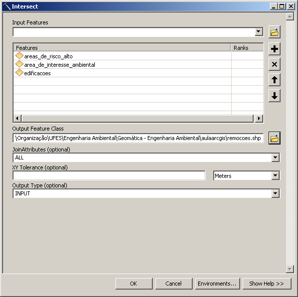 Geoprocessamento Gerar um arquivo de feições Menu Geoprocessing>