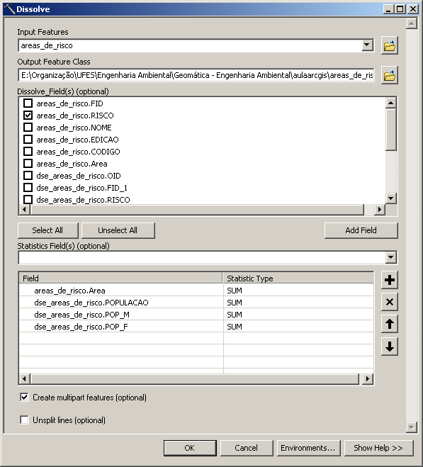 Geoprocessamento Gerar um arquivo de feições Menu Geoprocessing>