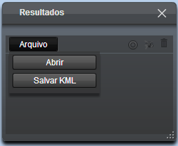 Figura 15 - Opção de abrir e salvar KML Nas figuras 16 e 17, verifica-se que há uma ferramenta sendo