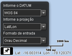 2. PROJEÇÃO GEOGRÁFICA Permite definir, em tempo de visualização, qual projeção será apresentada no rodapé da aplicação.