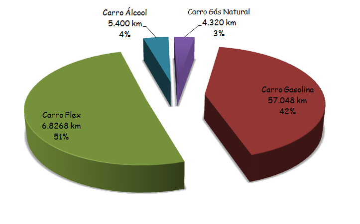 Figura 4 Quilômetros rodados pelos veículos pequenos no primeiro semestre de 2009 (Escopo 3).