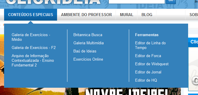 8. Galeria Multimídia Essa é uma área que facilita o acesso dos usuários (professores e alunos) aos recursos gráficos mais interativos do Portal, como as animações e as atividades interativas,