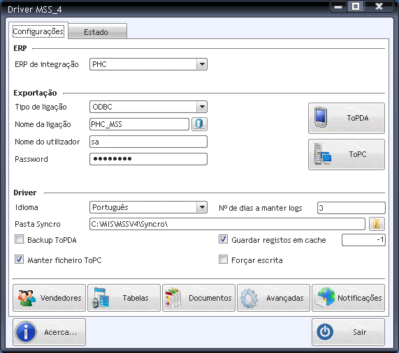 Driver ERP PHC www.sysdevsolutions.com O driver é o programa que normalmente é configurado no MIS Communicator para ser executado cada vez que há uma sincronização.