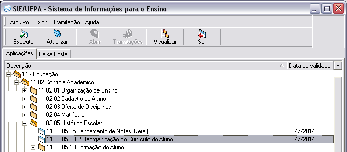 CAPÍTULO 12. REORGANIZAÇÃO DO CURRÍCULO DO ALUNO A aplicação 11.02.05.09.