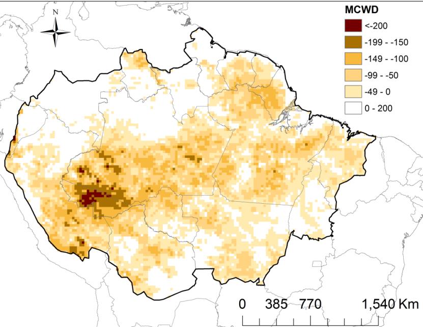 Maximum Climatological Water Deficit Mudança Climática Global CO 2 Mudança do uso da terra 2010 Condições climáticas mais secas e quentes Secas de 2005-2010 resultaram em