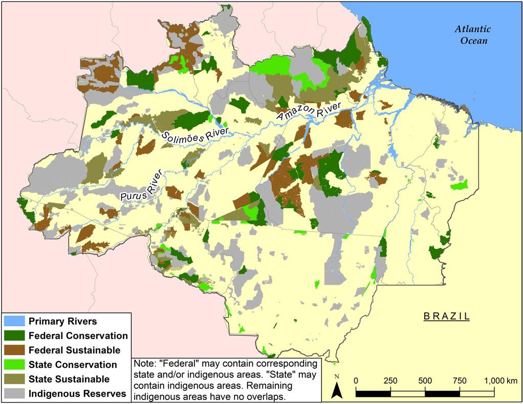 Figura 3 - Áreas de preservação na Amazônia Legal. Fonte: Walker et al.