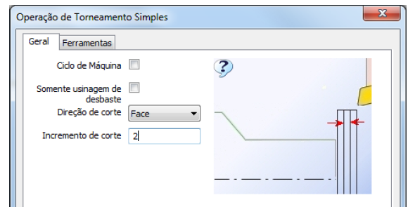 Faceamento Escolha uma ferramenta com inserto geometria C ou S para executar o faceamento.