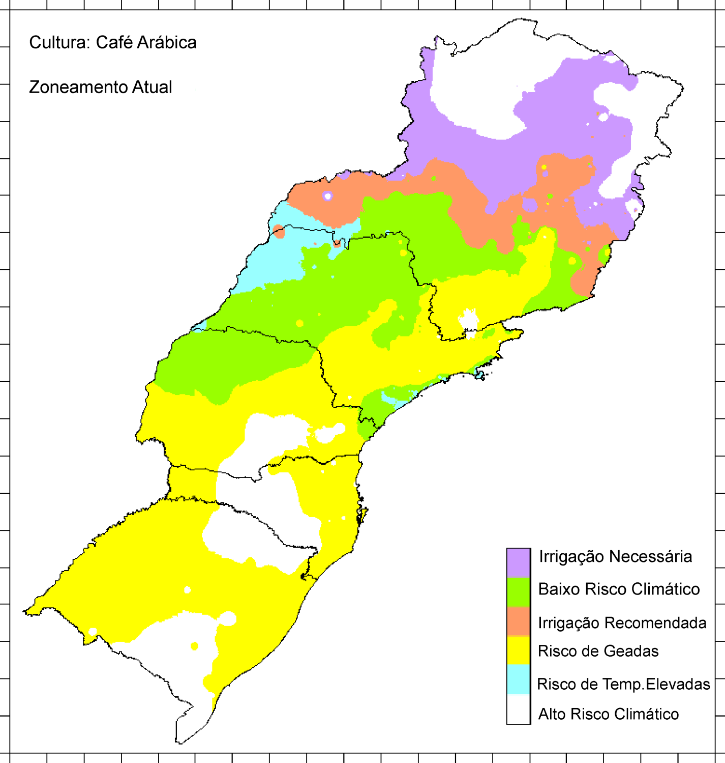 Cultura: Café Arábica Zoneamento Atual Irrigação Necessária Baixo Risco Climático