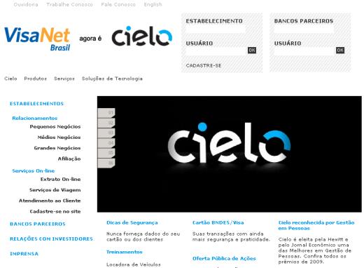 As opções disponíveis no menu são: Como a c essa r o Site Cielo Home Lançamentos Últimos lançamentos Lançamentos futuros Extrato personalizado Último extrato emitido Histórico de faturamento O