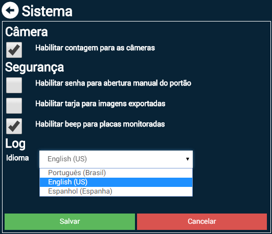 13. Perfil 14. Sistema O ajuste do dispositivo de captura de imagem Vigia+ é feito com perfis. Baseado nas características da instalação do dispositivo.