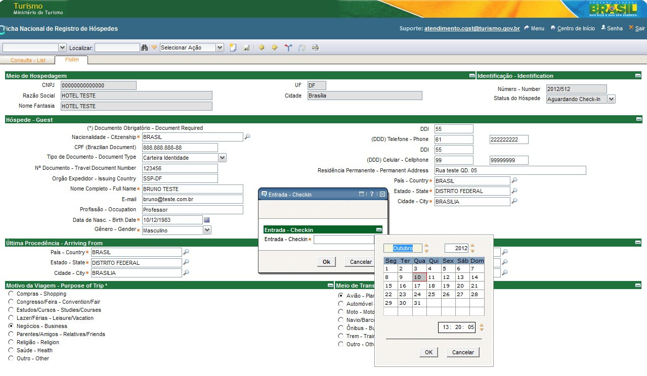 4 Realizar Check-Out No CI no conjunto de resultado Aguardando Check-Out, escolha um registro e clique para efetuar