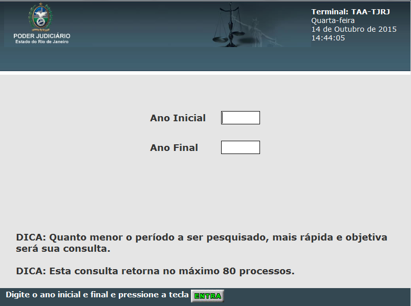 Em seguida digite a competência do processo. (ex.: código: 01 Cível) Figura 7 Consulta Por Nome - Competência.