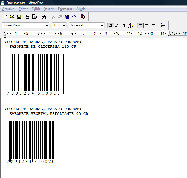 23) Você pode relacionar esses códigos diretamente no documento criado através do WORDPAD e em seguida poderá ser enviado para uma Gráfica da sua confiança.