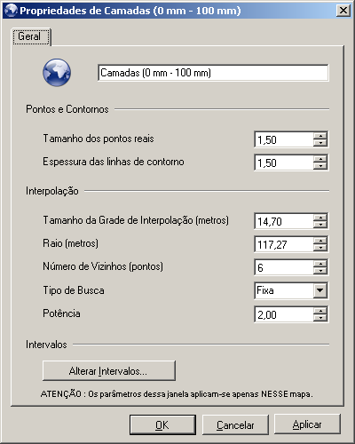 Mapas Gerados, clicando com o botão direito do mouse sobre