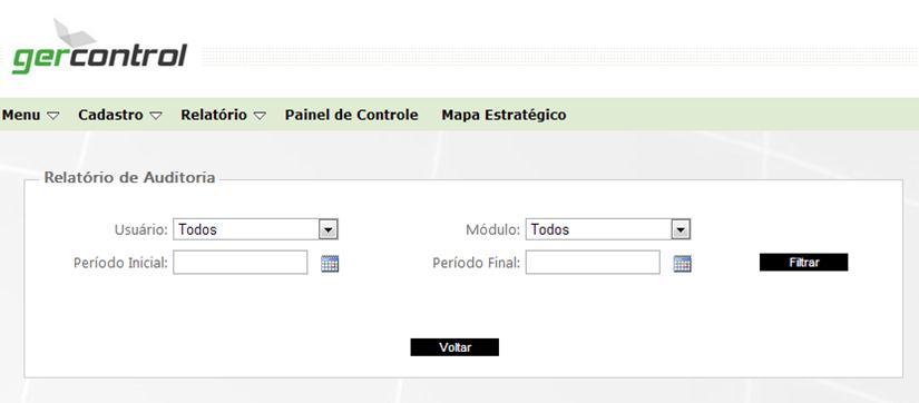 Figura 5.3.1 Relatório de Auditoria 5.4 Relatório de Gestão de Riscos O relatório de gestão de riscos (Figura 5.4.1) exibe todos os registros de riscos que foram inseridos no sistema.