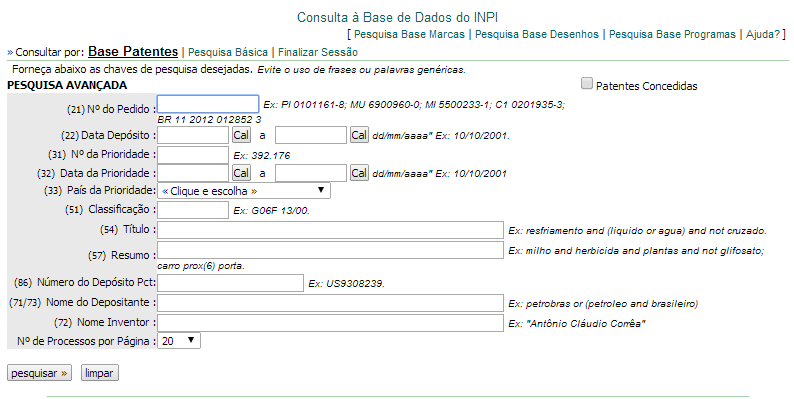 Na opção Pesquisa Avançada, a busca pode ser feita combinando palavras-chave no título e/ou no resumo.