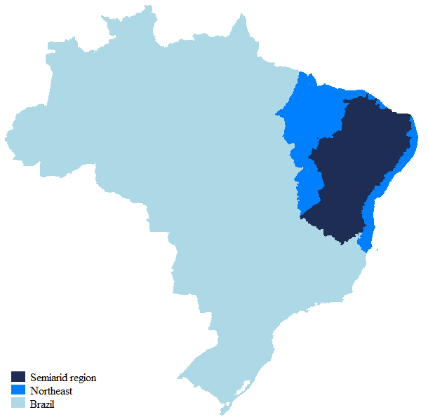 Figura 1: Delimitação da região Semiárida brasileira. Fonte: Elaboração própria.