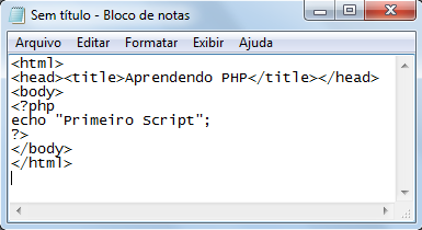 Digitar no bloco de notas e salvar com o nome primeiro.