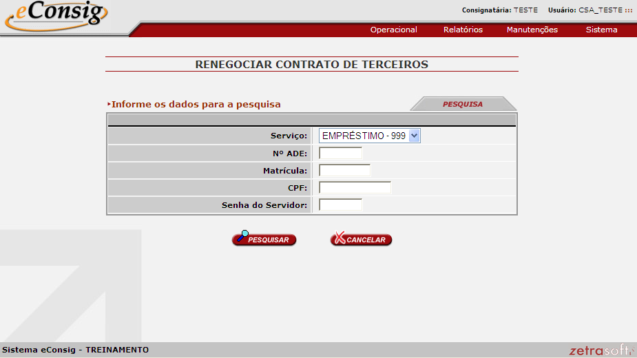 PARA UMA COMPRA DE CONTRATO, DEVE SER INFORMADO>TIPO DE SERVIÇO>SELECIONE O SERVIÇO>N ADE>NÚMERO DA AUTORIZAÇÃO DE DESCONTO>MATRÍCULA>NÚMERO DE