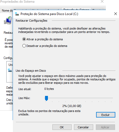 4 - PONTOS DE RESTAURAÇÃO Página 7 Algumas versões do Windows possuem o sistema de restauração ativado por padrão, com isso, vários arquivos são criados e ocupam boa parte do HD,