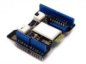 26 O shield Bluetooth, como o nome sugere, possui um módulo de Bluetooth integrado e pode ser utilizado facilmente com um micro controlador como o Arduino utilizando a biblioteca