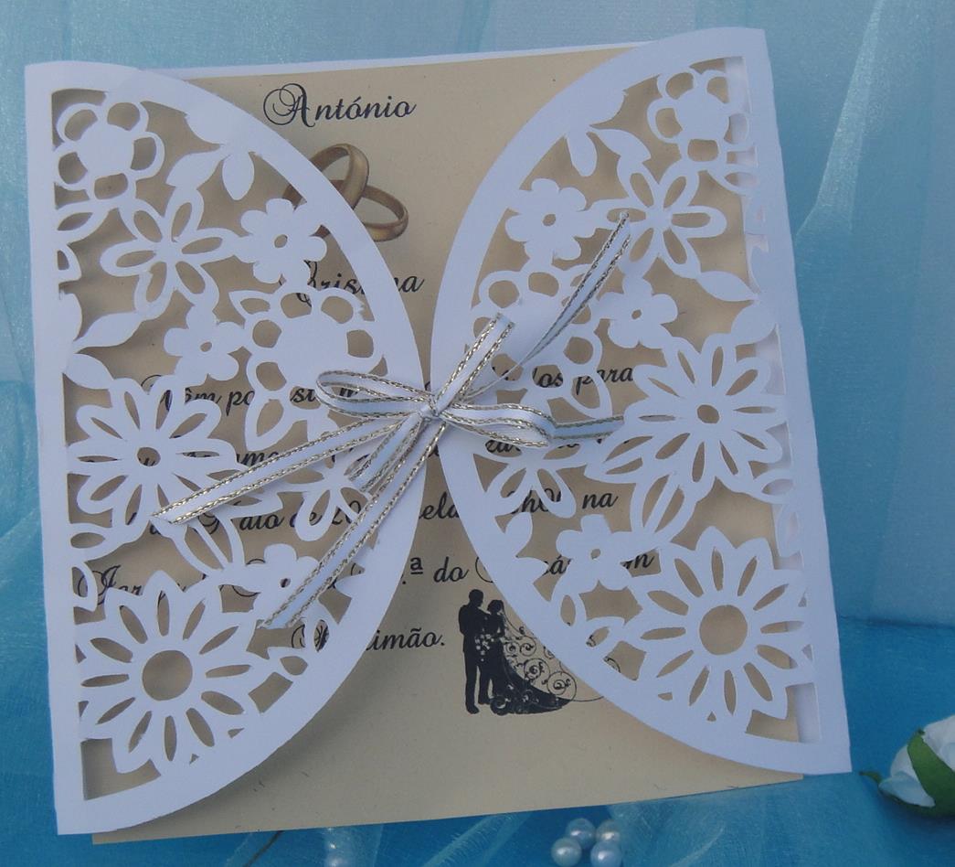 Ref.: CC2 Preço: 4,50 Convite de Casamento em Papel Recortado Utilização de cartolinas, fita e cartolina