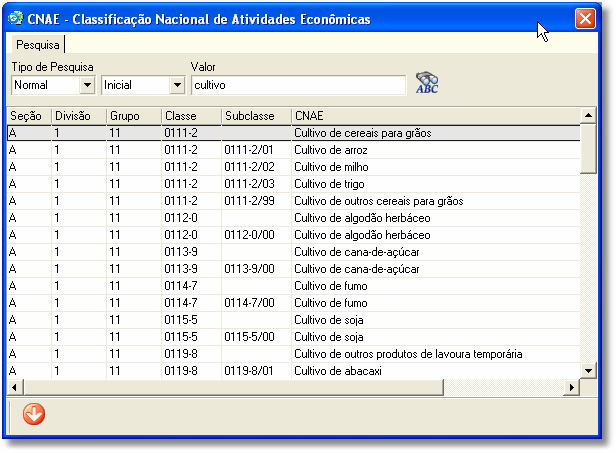 As cidades do Estado selecionado serão apresentadas em ordem alfabética. Para localizar a Cidade de Agudos, basta navegar pela tabela. 5-Para encerrar a consulta, pressione o botão ou tecle [Ctrl+F].