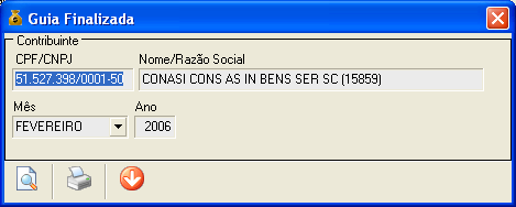 Após o término dos lançamentos dos valores arbitrados, seleciona-se o valor para emitir a sua respectiva guia.