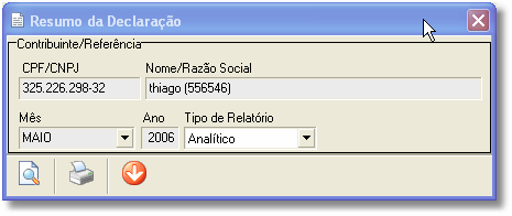13.3-Relatório resumo da declaração Permite ao contribuinte emitir um resumo das gerações contábeis relacionadas com a declaração selecionada.