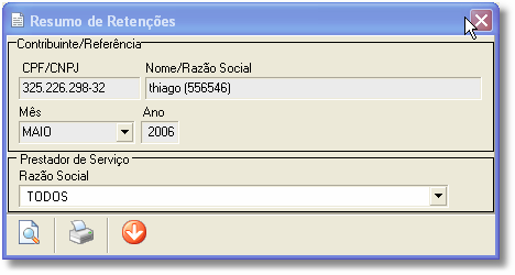 13.4-Relatório resumo da retenção Permite ao contribuinte emitir um relatório contendo as retenções efetuadas na declaração.