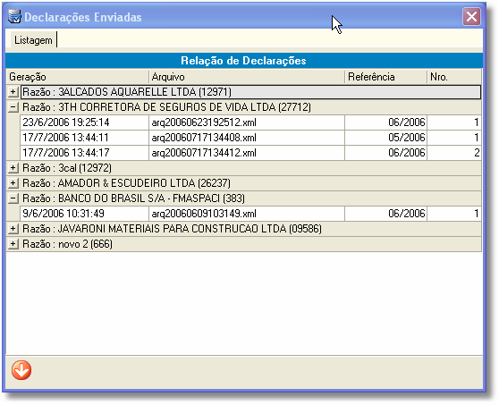 3.4.2-Declarações enviadas Apresenta uma relação com as declarações já enviadas pelo sistema.