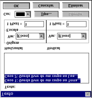 12 6.3. Repita os procedimentos anteriores para a opção dsolo. 6.4. Execute o modelo. 7. Escrever texto na janela Animação: 7.1. Seleccione o botão Texto (nono botão da esquerda) e coloque o rato em qualquer posição livre da janela.