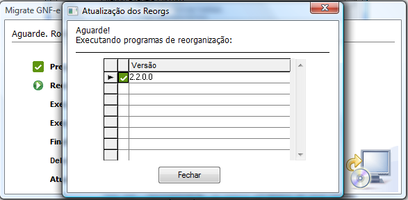 Tela 120 Atualização dos Reorgs Nesta tela podemos ver que o gerenciador atualizou com sucesso a versão, caso existam