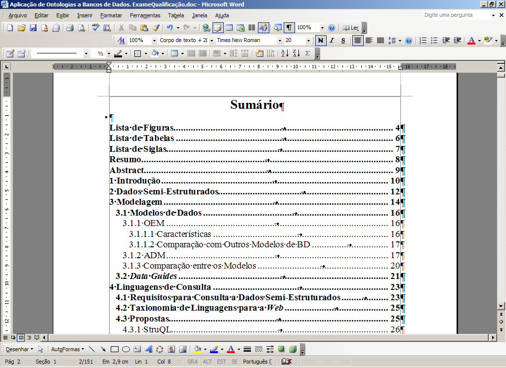 Prefeitura Municipal de Charqueadas 7 24. Para que o editor de texto Word insira um índice no texto, conforme mostrado na figura acima, é procedimento correto: I.