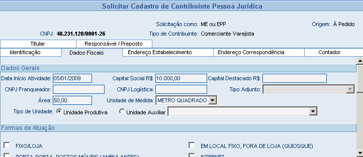 Salvar: Salva os dados já digitados, em pasta, no computador do solicitante, podendo ser recuperados posteriormente; Retornar: Volta à tela anterior; Após o preenchimento da Aba atual Identificação