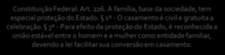 Nos primórdios da civilização romana e grega, a família era uma instituição que tinha base política e religiosa: o afeto natural entre o grupo familiar não era o seu esteio. Constituição Federal: Art.