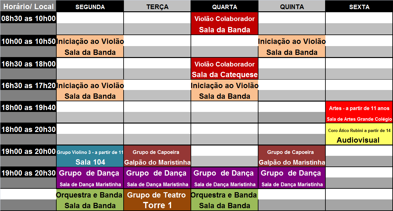 Pais, Professores, Funcionários e Convidados Grupos Artísticos Capoeira Canto Coral Ático Rubini Teatro Dança Experiência em Balé Clássico, Jazz, Moderno, Hip Hop, Dança Contemporânea, Dança de Salão