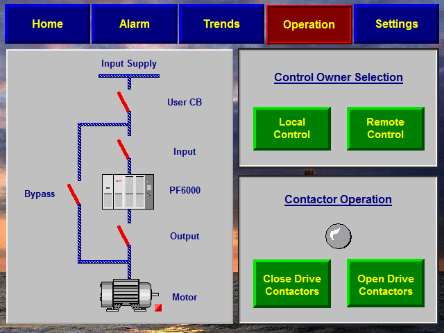 Capítulo 3 Configuração e operação Gabinete de bypass manual Gabinete de bypass automático Observe que a opção Operação do contator aparece quando o Bypass automático é selecionado 3.