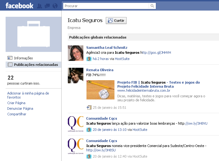 Orkut e Facebook Tanto no Facebok quanto no Orkut existem páginas/comunidades dedicadas à Icatu.
