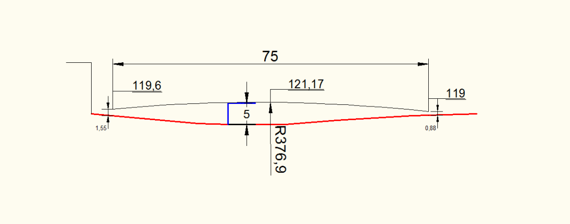 Figura 1 - Implantação da ponte As imposições legais obrigam a um estudo cuidado da geometria do tabuleiro, de modo a conciliar a envolvente da Via Estruturante com as inclinações permitidas para as