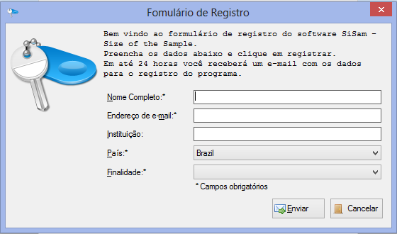 REGISTRO DO PROGRAMA O registro do programa é automático, mas é necessário um e-mail válido para que o número de série seja enviado.