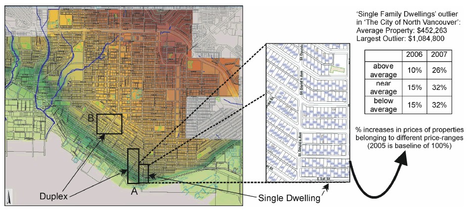 Mineração de Dados Espaciais Exemplos Identificação de regiões que se comportam como outliers em bases de dados sociogeográficas.