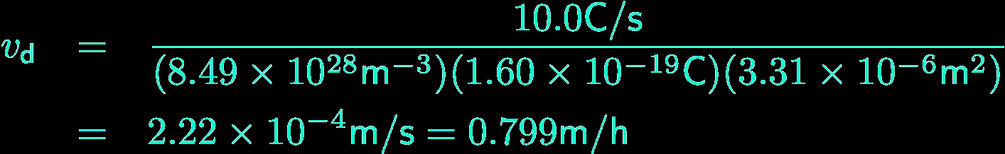 Exemplo: Velocidade de deriva em um condutor de cobre Considere um condutor elétrico cilíndrico de área transversal 3.