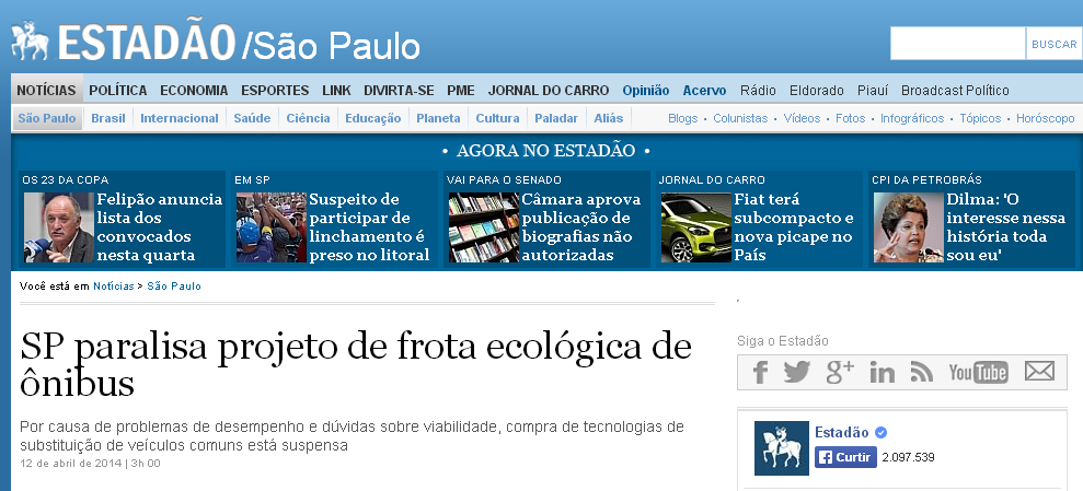 Suspensão / Paralisação do Ecofrota PMMC Situação Atual: 12/04/2014 http://www.estadao.