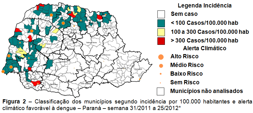 Situação da Dengue no Paraná Local de ocorrência: Paraná Início do evento: Semana Epidemiológica 31/2011 a 25/2012 Data da informação: 26/06/2012 Origem da informação: Secretaria de Estado da Saúde