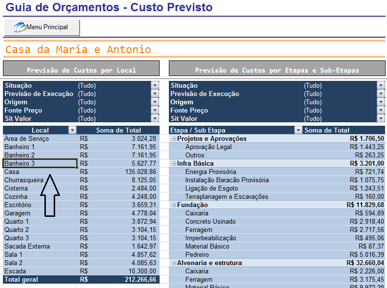 f. Ajustar cada um dos campos conforme a sua necessidade, e caso já tenhas uma data prevista para este custo informe-a no campo "Previsão" no painel "Realização do Custo", em nosso exemplo foram