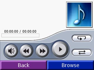 Toque em Atrás para sair da página MP3 e ver outras páginas, tal como um mapa. Controlos do Leitor de MP3 Toque em volume.